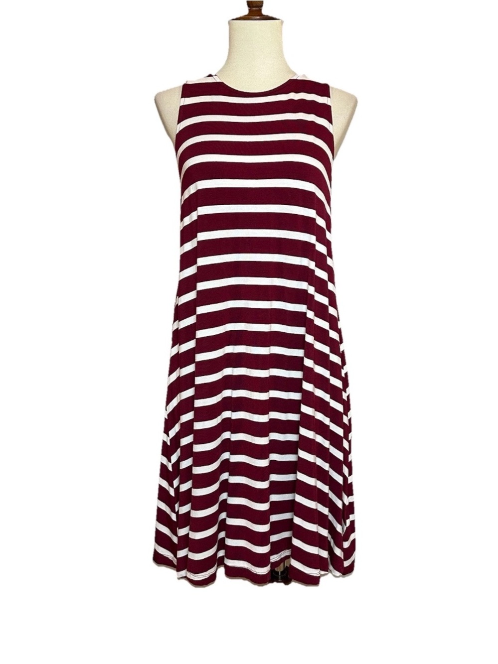 Old Navy Knit Swing Dress Red White Stripe Sleeveless NWT